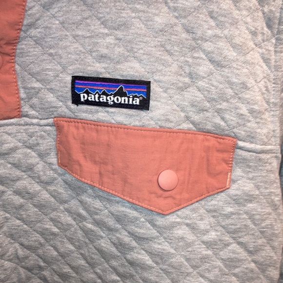 Patagonia organic cotton quilt snap t-pullover drifter grey/coral sz M - Picture 2 of 5